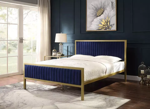 Commercio all'ingrosso stile moderno camera da <span class=keywords><strong>letto</strong></span> mobili <span class=keywords><strong>in</strong></span> <span class=keywords><strong>ferro</strong></span> <span class=keywords><strong>letto</strong></span> oro King Size metallo telaio del <span class=keywords><strong>letto</strong></span> con <span class=keywords><strong>testiera</strong></span> <span class=keywords><strong>in</strong></span> velluto - Product Image 5