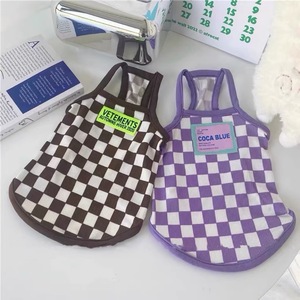Coca Blue Pet Halter Top Purple Plaid Breathable Summer <b>Clothes</b> <b>For</b> <b>Small</b> Medium <b>Dogs</b> - Product Image 2