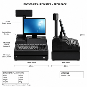 Professional 13.3 Inch Supermarket Billing Machine Integrated Keyboard Thermal <b>Printer</b> and Metal Cash Drawer POS System Hardware - Product Image 5
