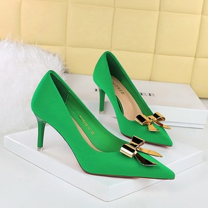 <span class=keywords><strong>BIGTREE</strong></span> Escarpins Femme Tendance Été à Talons Hauts Bout Pointu Nœud Métallique Antidérapants en Soie Plateforme Hauteur Talon 7.5cm Automne - Product Image 4