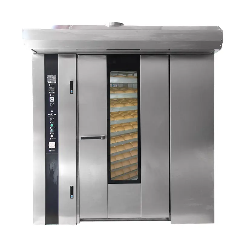 Automatic Gas Diesel Electric Industrial Commercial Rotary Oven For Bakery Bread Baking 12 16 32 64 Trays Rack Rotary Oven Price