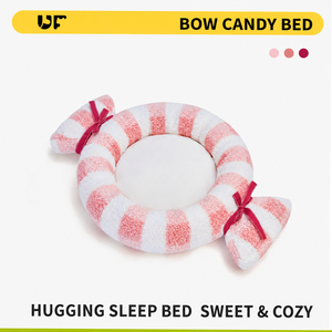 Cama de Lujo Personalizada para Perros Sherpa Candy, Nido para Mascotas con Rayas Rosas, Cojín Redondo de Forro Polar Suave para Gatos, Colchoneta para Cachorros al por Mayor - Product Image 1