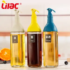 Lilas BSCI SGS LFGB pot d'huile joint pressé étanche vinaigre burette manuel peut distributeur d'huile en verre