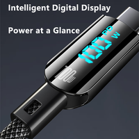 Cargador Rápido de 100W 60W, Cable de Datos Tipo C con Carga Rápida PD, Trenzado de Nailon, 1M 2M, con Pantalla LED
