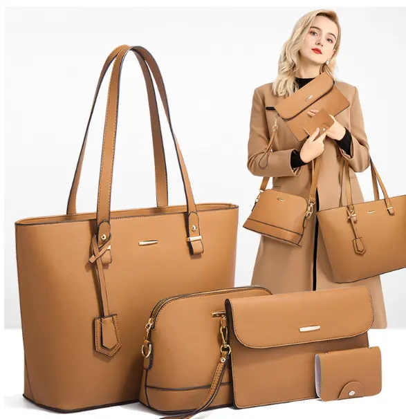 2024 Koffer-Handtaschen-Set R Damen-Schultertaschen 4-teiliges Set Koffer-Taschen für Damen Damen-Karteway Modetasche Damen NW 3045-2