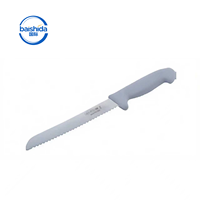 Couteau à pain de haute qualité en acier inoxydable de 8 pouces, manche en PP ambidextre, logo personnalisable au laser, couteau à lame dentelée professionnel