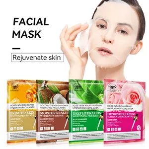 Masker Wajah Label Pribadi Grosir, Lembar Wajah Masker Anti Penuaan Pencerah Masker Wajah untuk Wajah