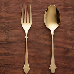 Matte Gold Royale Fleur Cutlery Set Stainless Steel Gold PVD With <b>Royal</b> Fleur Handles For Wedding Hotels Parties And <b>Catering</b> - Product Image 1