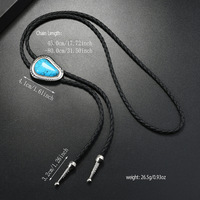 Collier Bolo Tie Bestseller pour Femmes et Hommes, Bijou Western Cowboy, Cordon en Cuir PU avec Turquoise Géométrique