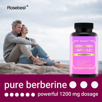 Rosebest GMP Certifié Vente en Gros OEM Marque Privée Végétalien 1200mg Capsules de Berbérine HCI Pure Naturelle Supplément pour l'Immunité
