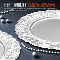 Assiette de présentation blanche gaufrée en PP de 13 pouces, sous-assiette décorative à motifs pour mariages, banquets et événements