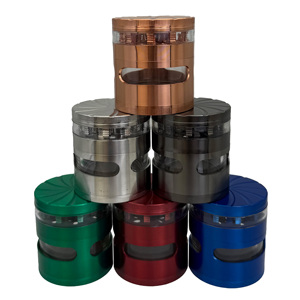 Bán Buôn Nhà Máy Trực Tiếp Bán Hàng Nóng Của 63Mm 4-Hai Lớp Kẽm Hợp Kim Răng Trong Suốt Với Cửa Sổ Của Nhãn Hiệu Kim Loại Thảo Mộc Máy Xay - Product Image 1