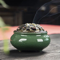 Décoration d'encens de luxe, brûleur d'encens en bois de santal en céramique à main cadeau/