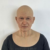 Masque de tête réaliste en silicone respirant pour cosplay, personnalisable en usine, confortable, pour personnage de film, vieil homme