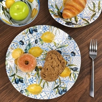 Assiettes en mélamine avec motif citron intégral, vaisselle durable pour restaurant, maison, cuisine