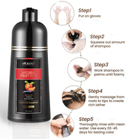 Champú Tinte para el Cabello Negro a Base de Plantas con Ácido de Frutas Naturales 500ml - Cobertura Rápida de Canas en 10 Minutos, Coloración Permanente a Base de Hierbas
