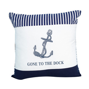 Nautical Anchor Print <b>Throw</b> <b>Pillow</b> Cotton Linen Square Cushion Decorative Sofa <b>Pillow</b> Marine Pattern Washable - Product Image 4