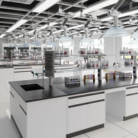 Banc de travail de laboratoire tout acier sur pied, table d'islande spécialisée pour laboratoire de physique avec prise et robinet