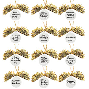 You Are My <strong>Sunshine</strong> Open Locket Sunflower Pendant Necklace Boho Jewelry Friendship <strong>Gifts</strong> Bff Letter Necklace Collier - Product Image 5