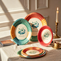 Assiettes en papier jetables personnalisées en gros, écologiques, rondes, vaisselle jetable, assiettes de Noël