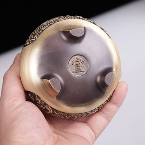 Brûleur d'encens en cuivre sculpté Dragon et Phénix, brûleur d'encens domestique, encens en bois de santal en cuivre pur - Product Image 4