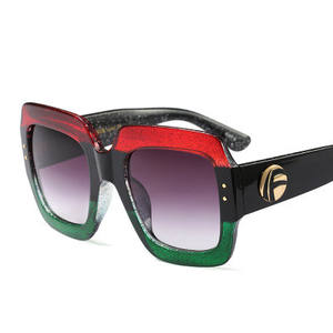 Gafas de Sol Cuadradas Extra Grandes Vintage 2019 para Mujer, Color Rojo y Verde - Product Image 4