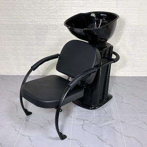 Sillones y Lavacabezas Portátiles Negros con Lavabo de Cerámica para Salón de Belleza - Product Image 1