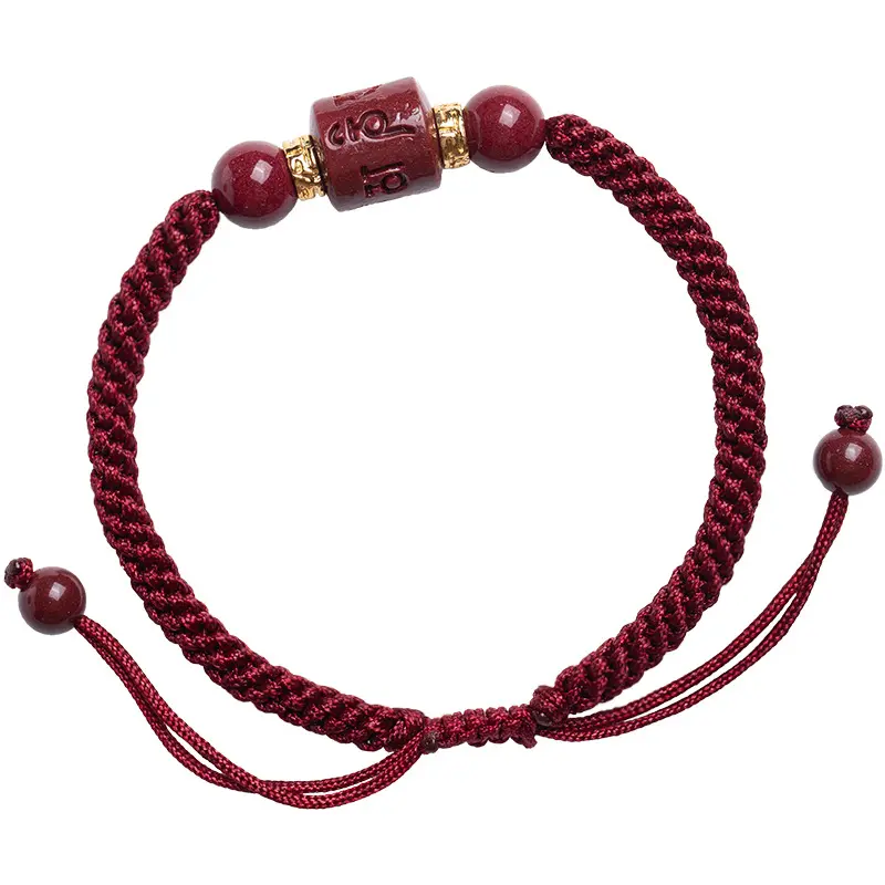 Moda Om mani padme hum Cinnabar Beads trançado pulseiras para mulheres homens presentes BT230