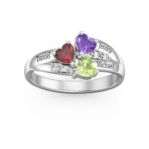 Mother day Explosive works of art, drawings and samples, customized birthstone name ring, silver jewelry