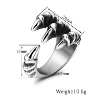 Bague en acier inoxydable avec croc de vampire, style punk, pour homme, bijou hip-hop cosplay, idéal comme cadeau pour elle