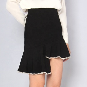 Otoño nuevo diseño estilo Casual volantes Irregular negro con cuentas bajo las faldas cortas. - Product Image 3