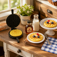 Machine à gaufres miniature 1:12 pour maison de poupée avec aliments factices, modèle de gaufrier en alliage métallique, jouet de cuisine, vente en gros