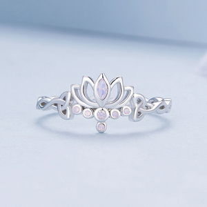 Anello in argento Sterling s925 estivo con fiore di loto fresco anello in platino con anello da dito - Product Image 3