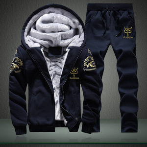 Nouveaux Survêtements Thermiques Tissés pour Hommes d'Hiver, Ensembles Deux Pièces Décontractés et Chauds - Product Image 3