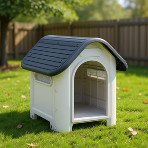 Casa para Perros de 23.2x29.5x26 Pulgadas, Gris, de Polipropileno, Muebles Modernos para Mascotas de Exterior, para Razas Medianas, para Todas las Estaciones - Product Image 2
