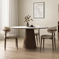 Luxuriöser Massivholz-Esstisch Rund mit Steendrehteller Moderne Küche Esszimmer Wohnmöbel Runder Esstisch-Set