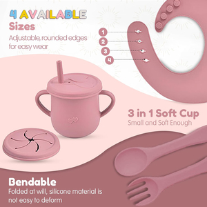 Vaisselle pour bébé, assiette à ventouse en silicone de qualité alimentaire, écologique, sans BPA, et ensemble de 6 pièces pour l'alimentation des tout-petits - Product Image 4