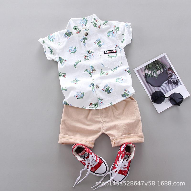 Lf-piccolo dinosauro etichetta tascabile abito a maniche corte bianco