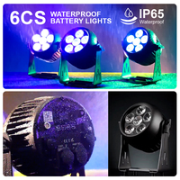 Projecteurs LED PAR 6x20W RGBWAUV 6-en-1 à piles IP65 avec télécommande WiFi IR pour DJ, scène et fêtes
