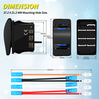 Interrupteur à bascule marin 12V 7 broches DPDT ON-OFF-ON 3 voies étanche avec LED bleue pour bateau UTV