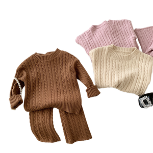 Maglione in maglia tinta unita per bambini di buona qualità stile Casual stampa vestito da <span class=keywords><strong>bambino</strong></span> per ragazze 0-6 <span class=keywords><strong>anni</strong></span> primavera abbigliamento Set - Product Image 1