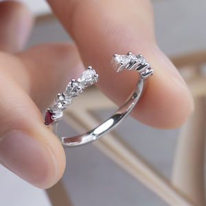 แหวนเพชรทรงลูกแพร์แพลตตินั่ม Messi Jewelry รุ่น MSR-1407 สำหรับผู้หญิง - Product Image 5