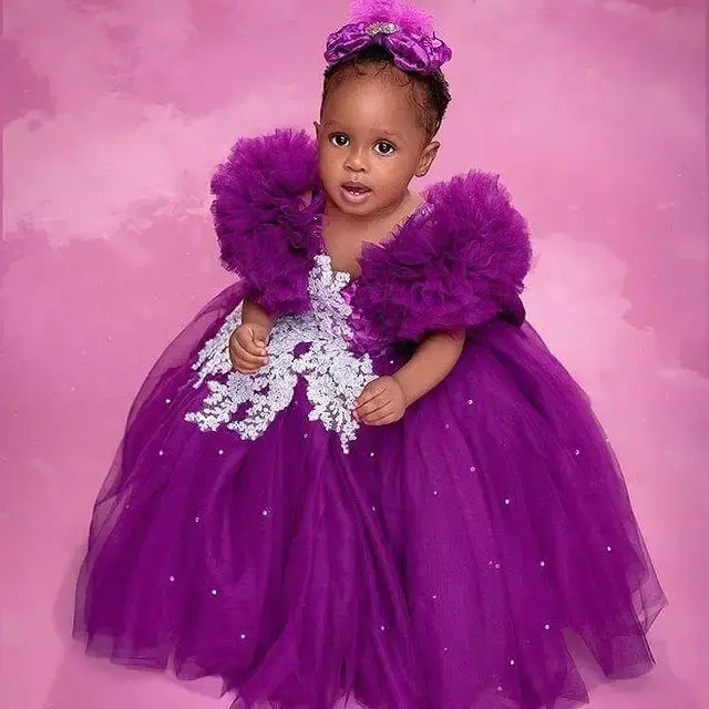 Purple Baby Girl Dress New Model Purple Baby Girl Tulle Dress