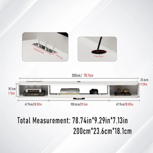 Meuble <span class=keywords><strong>TV</strong></span> flottant Console multimédia murale 120-160cm de longueur en option, meuble <span class=keywords><strong>TV</strong></span> de divertissement blanc moderne pour salon - Product Image 2