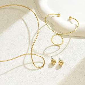 Jewelry <b>Set</b> Elegan Geometric Ring Design <b>Bracelet</b> <b>Necklace</b> Stud Earrings <b>Set</b> Girl's Fashion Gift Jewelry <b>Set</b> - Product Image 3