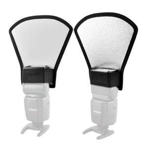 Reflector de flash plateado blanco de doble cara, cubierta suave universal de TPU para iluminación de fotografía con flash. - Product Image 1
