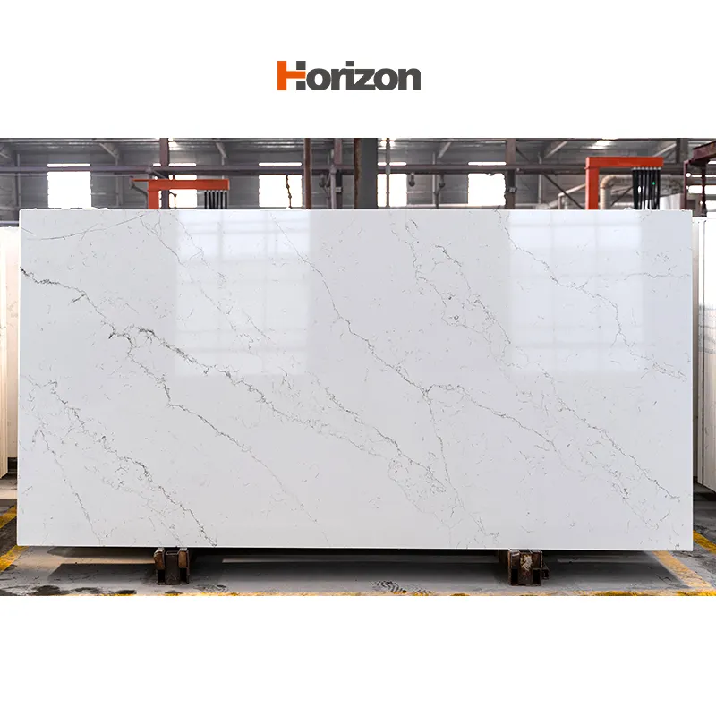 Horizon pierre artificielle pierre de quartz blanche calacatta comptoirs de quartz pour les cuisines
