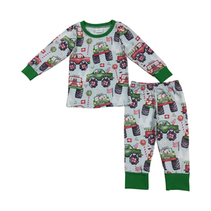 Navidad Santa camión verde manga larga pantalones niños pijamas Boutique venta al por mayor alta calidad gran oferta nueva llegada RTS - Product Image 2
