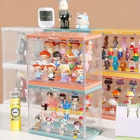 Grande vitrine d'exposition en acrylique moderne, portable, anti-poussière, étanche, multi-couches, pour figurines de collection, avec couvercle transparent
