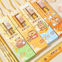 Coffret de papeterie pour enfants, fournitures scolaires, ensemble cinq pièces (crayon, règle), cadeaux de la fête des enfants, vente en gros